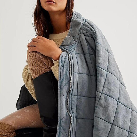 Free People Dolman Quilted Knit Jacket Top Oversized Zip-up Slouchy XS 276667 - Picture 3 of 8